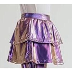 Girls Purple Iridescent Ruffle Skirt Kids Shiny Sparkle Size: 6